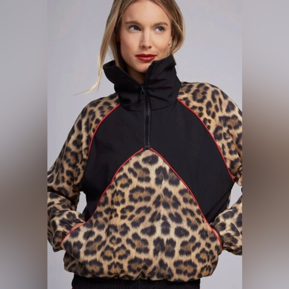 Terez Leopard Half Zip Windbreaker | L